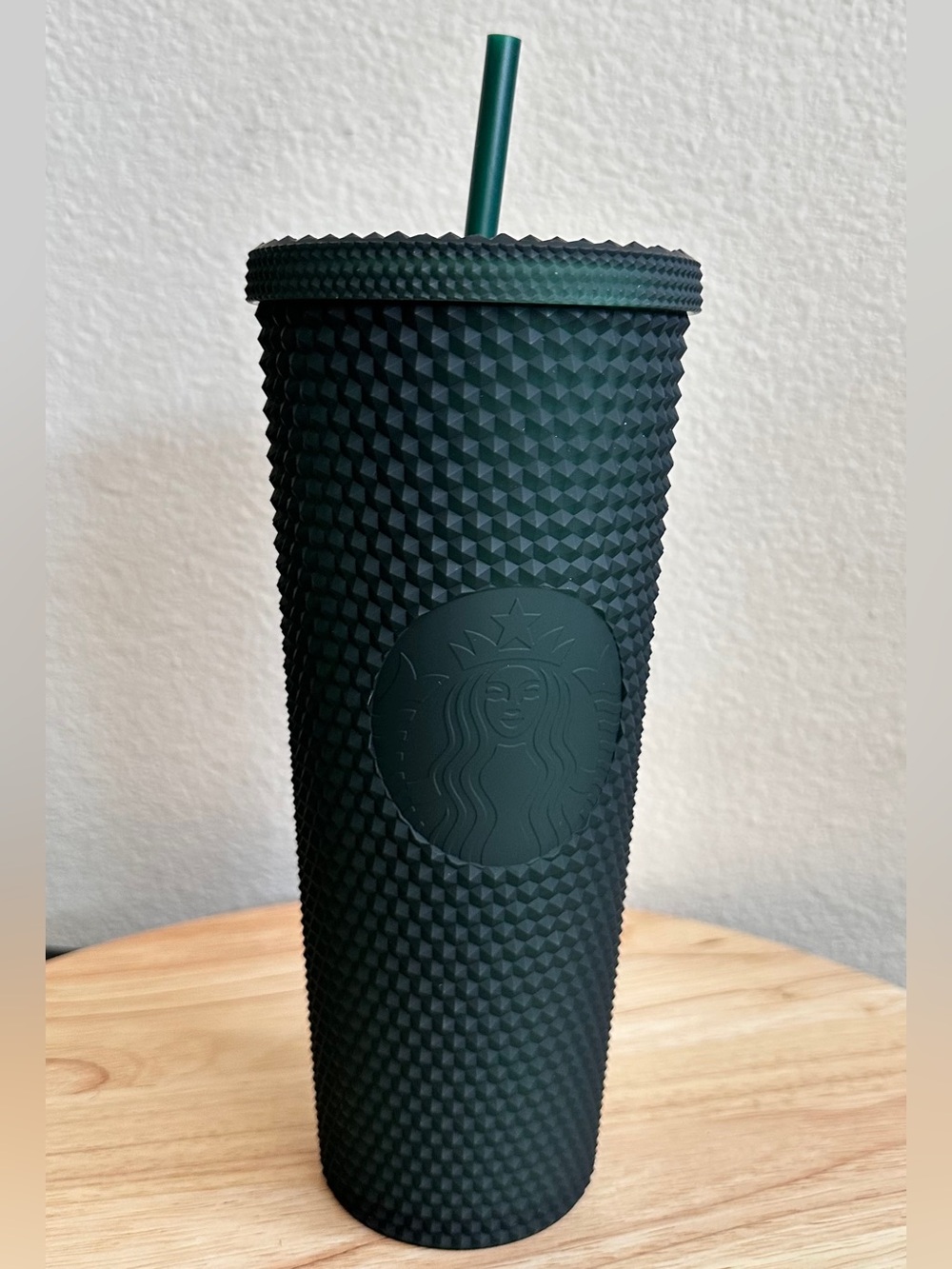 NWT Starbucks 2022 Venti Matte Hunter Green Soft Touch Studded Tumbler Cup 24oz.
